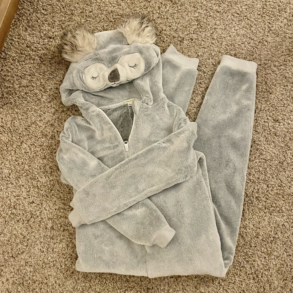 One piece koala plush pajamas, size medium